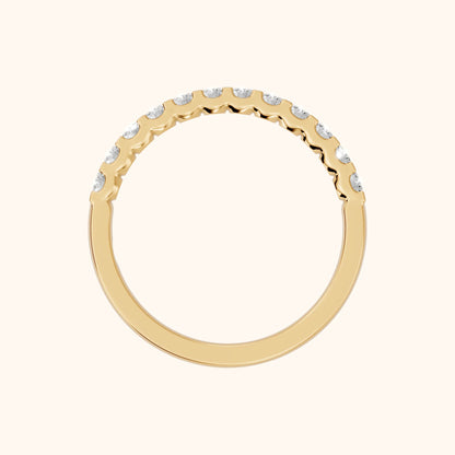 Chantal Shared Prong Round Diamond Half Eternity Band in Yellow Gold - FingerView