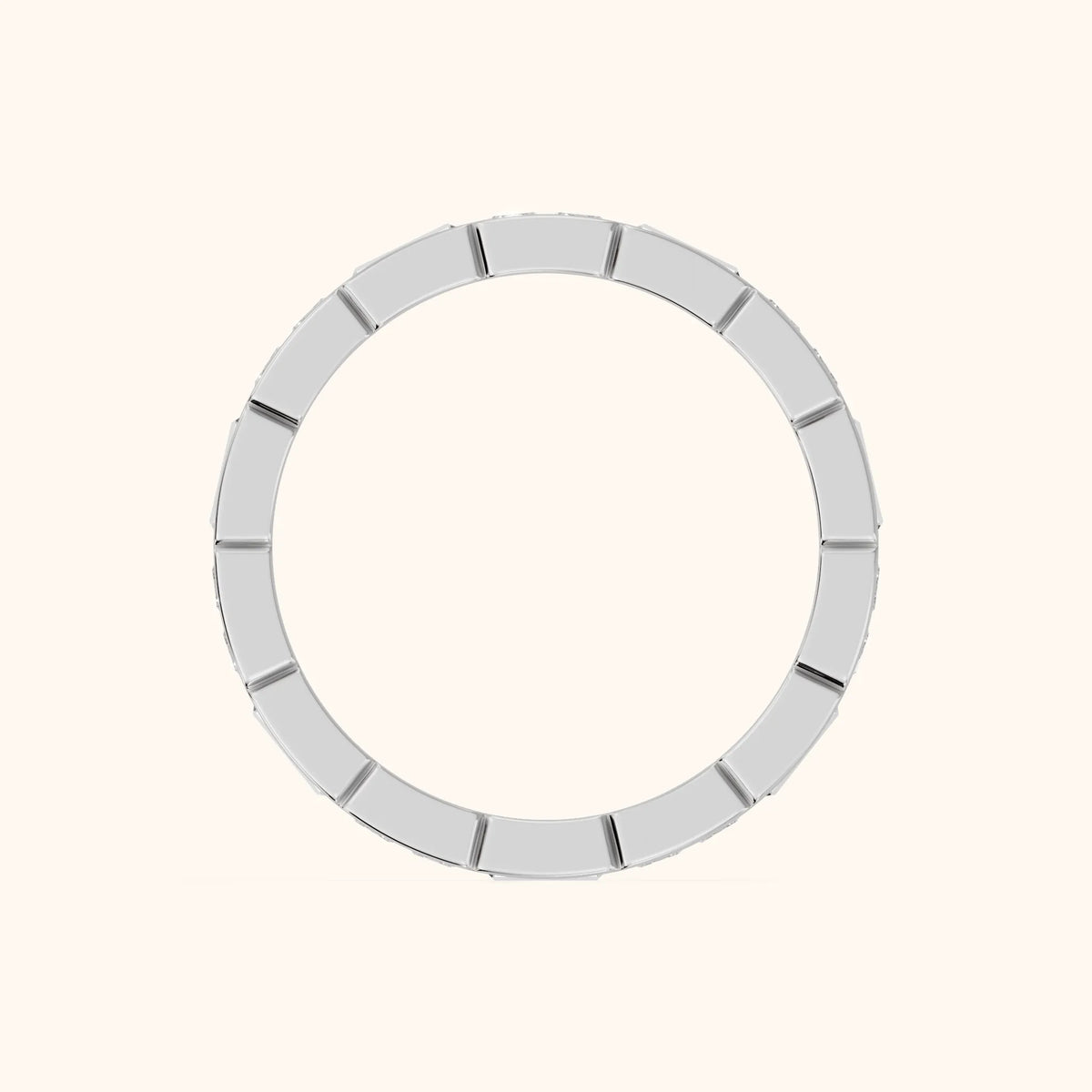 Elodie Bezel Baguette & Princess Diamond Eternity Band in Platinum - FingerView