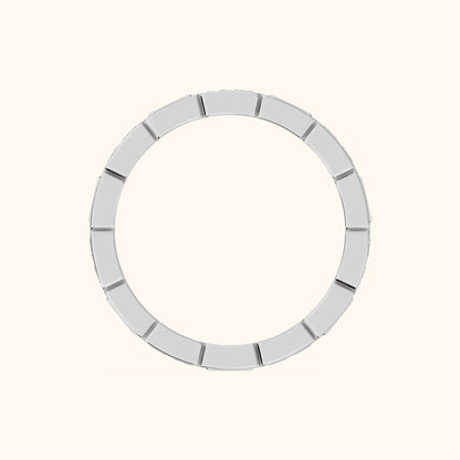 Elodie Bezel Baguette & Princess Diamond Eternity Band in Platinum - FingerView
