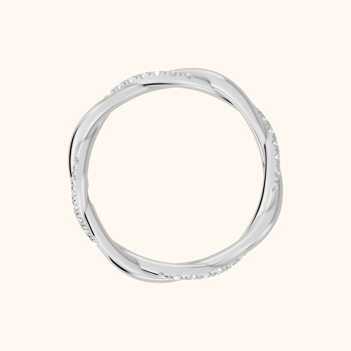 Tanvi Petite Twist Round Diamond Eternity Band in Platinum - FingerView