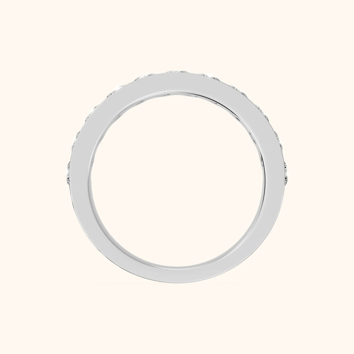 Oriana Channel Set Round Diamond Half Eternity Band in Platinum - FingerView