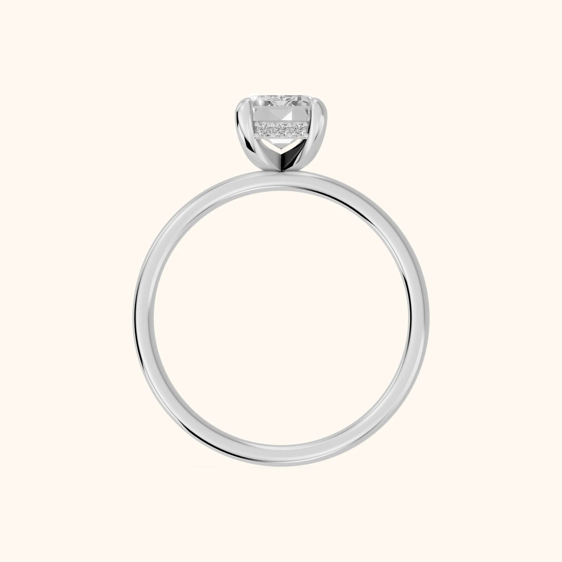 Charlotte Charm Solitaire Emerald Diamond Engagement Ring in White Gold - FingerView