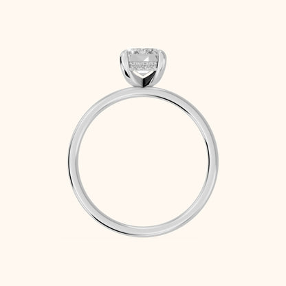 Charlotte Charm Solitaire Emerald Diamond Engagement Ring in White Gold - FingerView