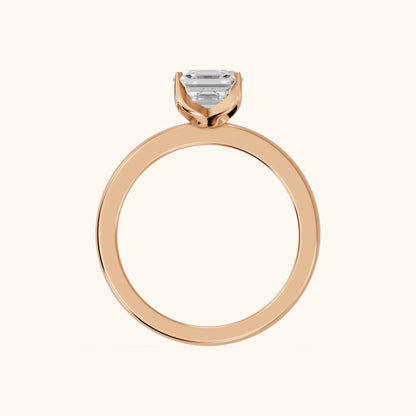 Serena Blossom Solitaire Asscher Diamond Ring in Rose Gold - FingerView