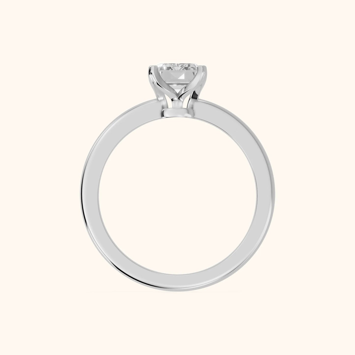 Flora Guardian Solitaire Emerald Diamond Engagement Ring in Platinum - FingerView