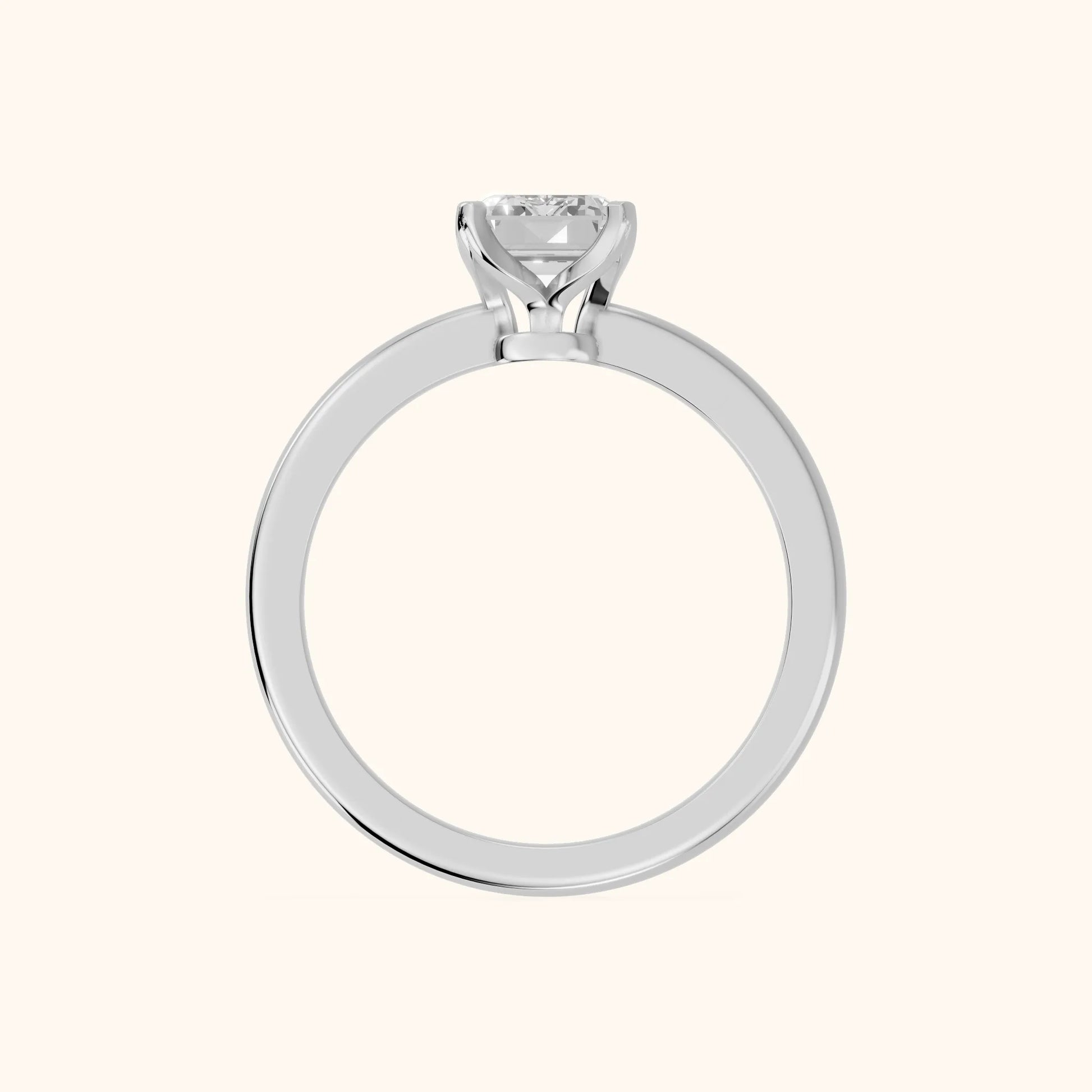 Flora Guardian Solitaire Emerald Diamond Engagement Ring in Platinum - FingerView