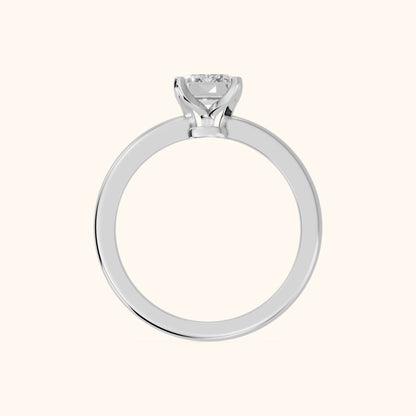 Flora Guardian Solitaire Emerald Diamond Engagement Ring in Platinum - FingerView