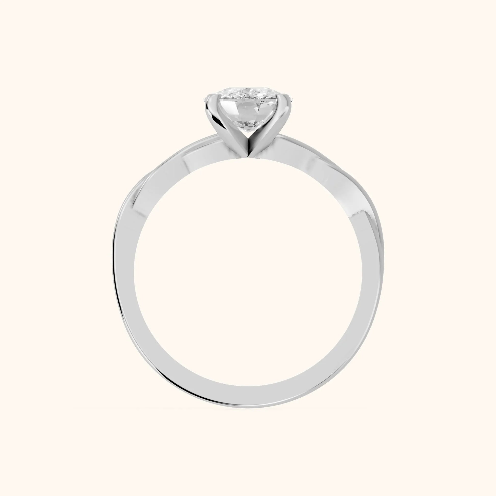 Iris Twist Cushion Diamond Engagement Ring in Silver - FingerView