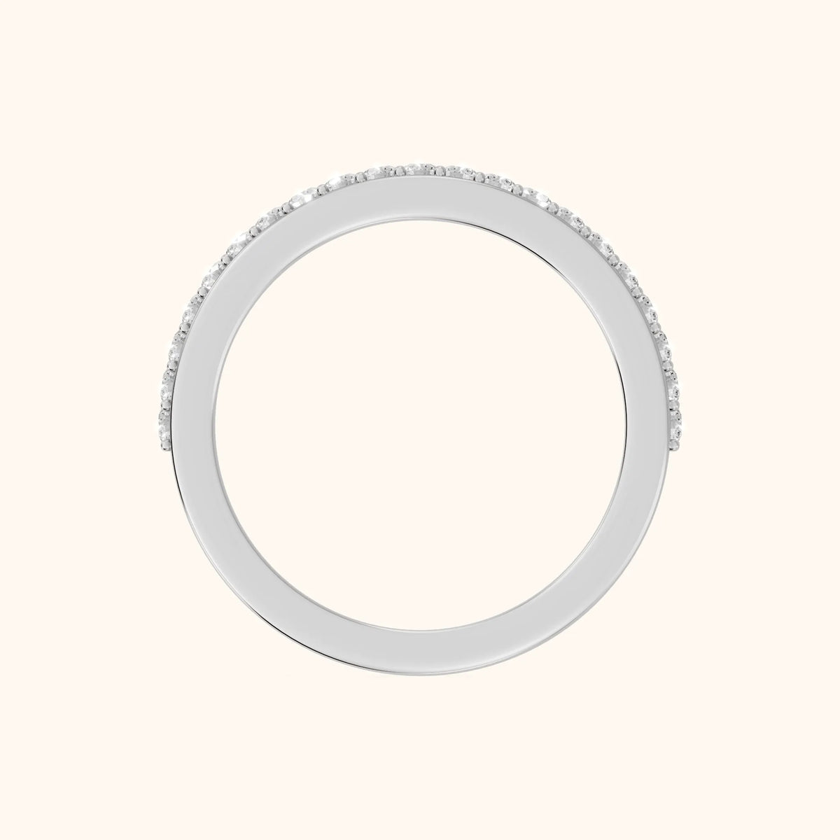 Tamara Micropavé Round Diamond Half Eternity Band in Silver - FingerView