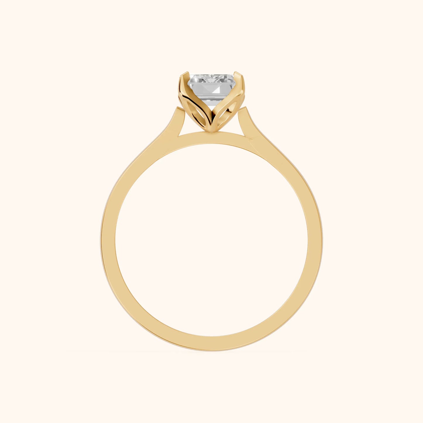 Isabella Bloom Solitaire Emerald Diamond Engagement Ring in Yellow Gold - FingerView
