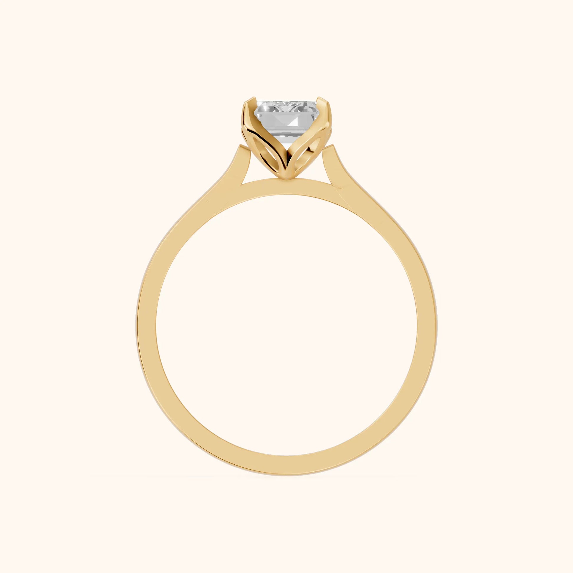 Isabella Bloom Solitaire Emerald Diamond Engagement Ring in Yellow Gold - FingerView