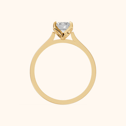 Isabella Bloom Solitaire Emerald Diamond Engagement Ring in Yellow Gold - FingerView