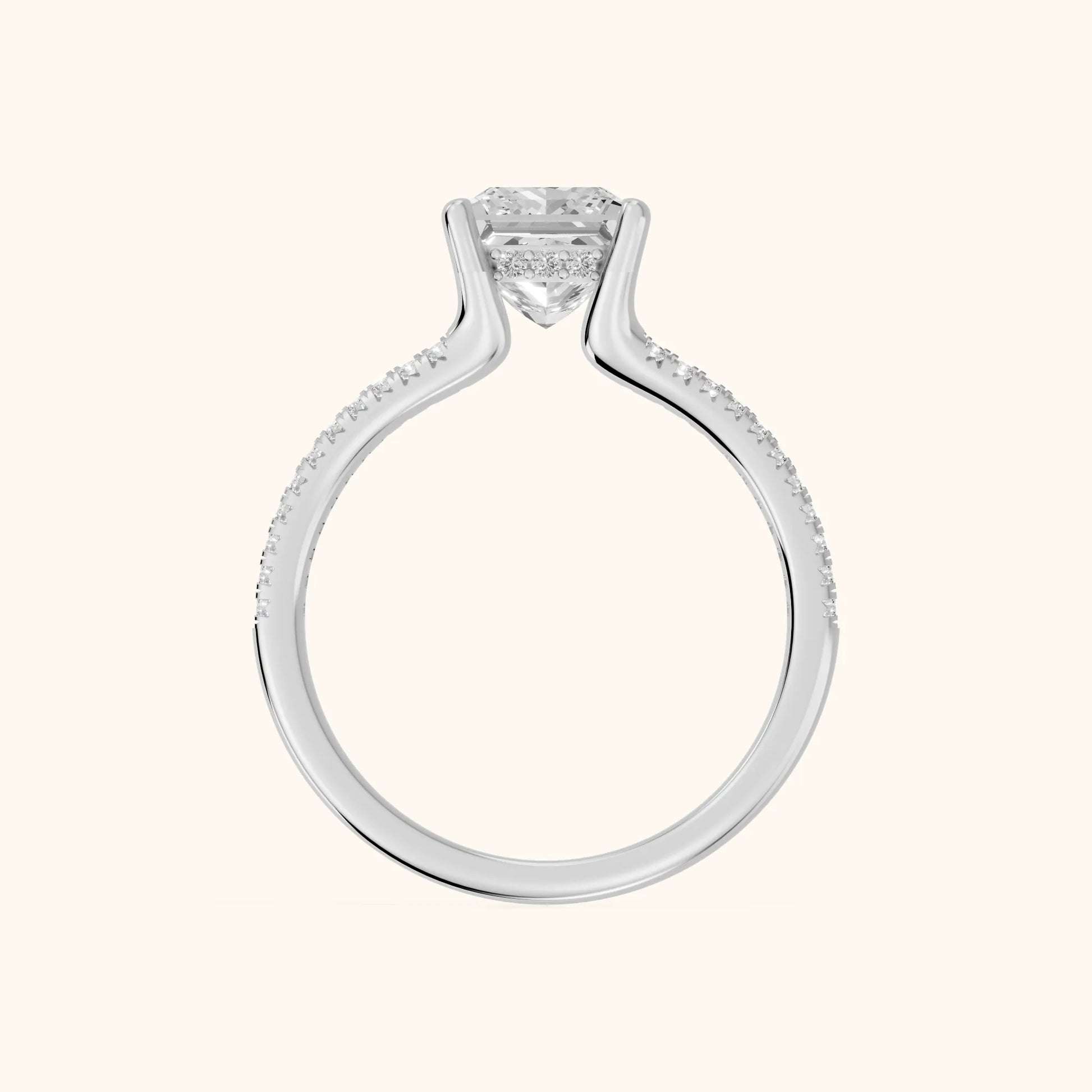 Eternal Embrace Princess Diamond Engagement Ring in White Gold - FingerView