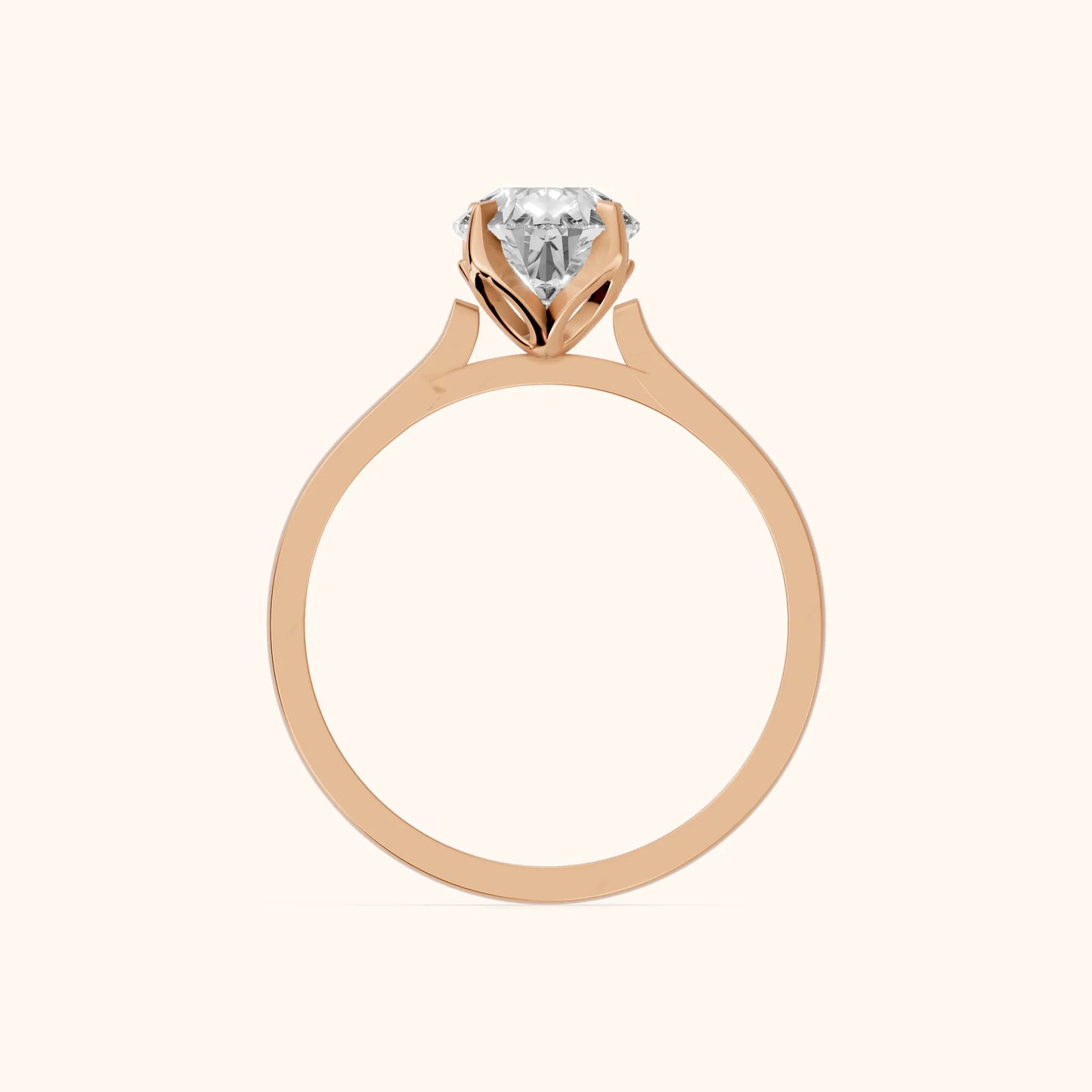 Isabella Bloom Solitaire Pear Diamond Engagement Ring in Rose Gold - FingerView