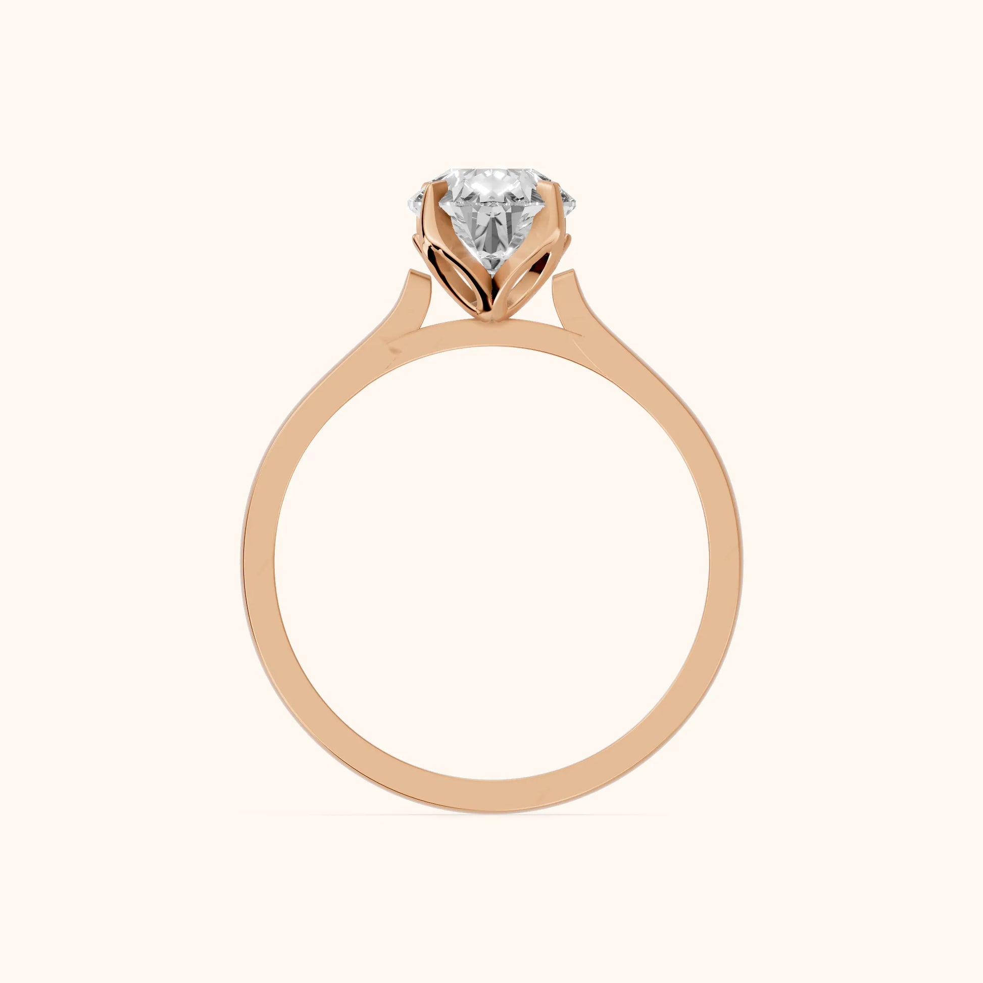 Isabella Bloom Solitaire Pear Diamond Engagement Ring in Rose Gold - FingerView