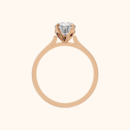 Isabella Bloom Solitaire Pear Diamond Engagement Ring in Rose Gold - FingerView