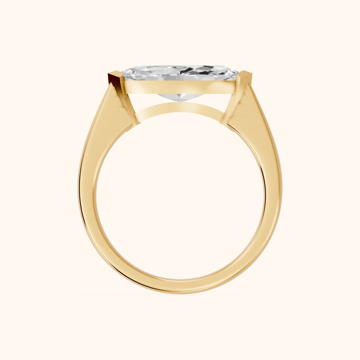 Magnolia East-West Marquise Diamond Engagement Ring in Yellow Gold - FingerView.webp