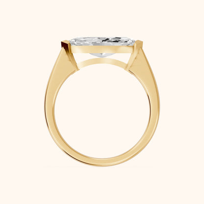Magnolia East-West Marquise Diamond Engagement Ring in Yellow Gold - FingerView.webp