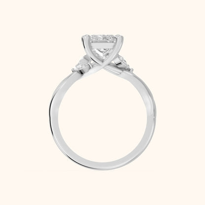 Luna Glow Twisted Princess Diamond Engagement Ring in Platinum - FingerView