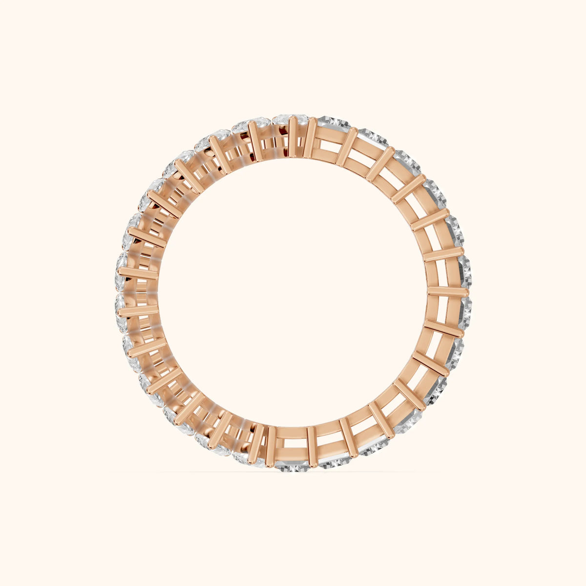Nuria Shared Prong Pear & Baguette Diamond Eternity Band in Rose Gold - FingerView