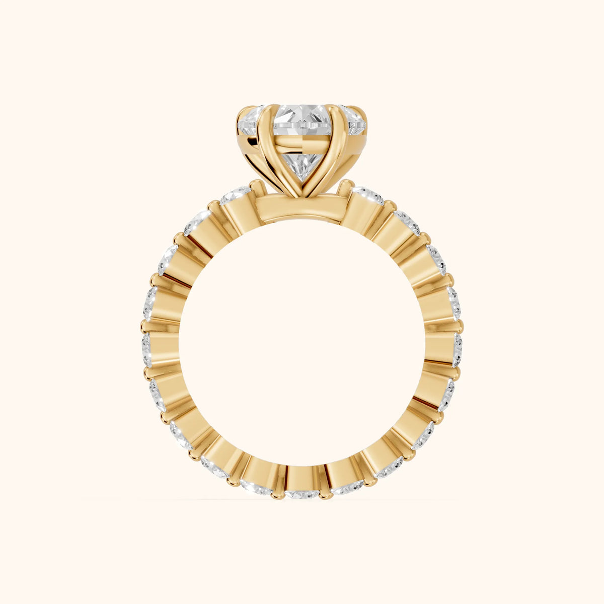 Bridget Sidestone Heart Diamond Engagement Ring in Yellow Gold - FingerView.webp