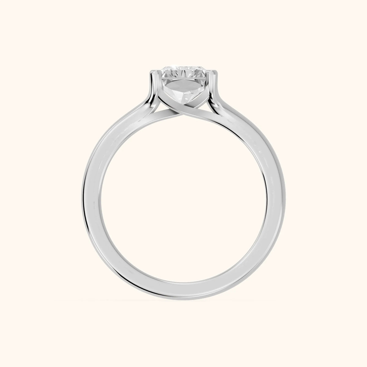 Nell Split Shank Solitaire Radiant Diamond Engagement Ring in Silver - FingerView.webp