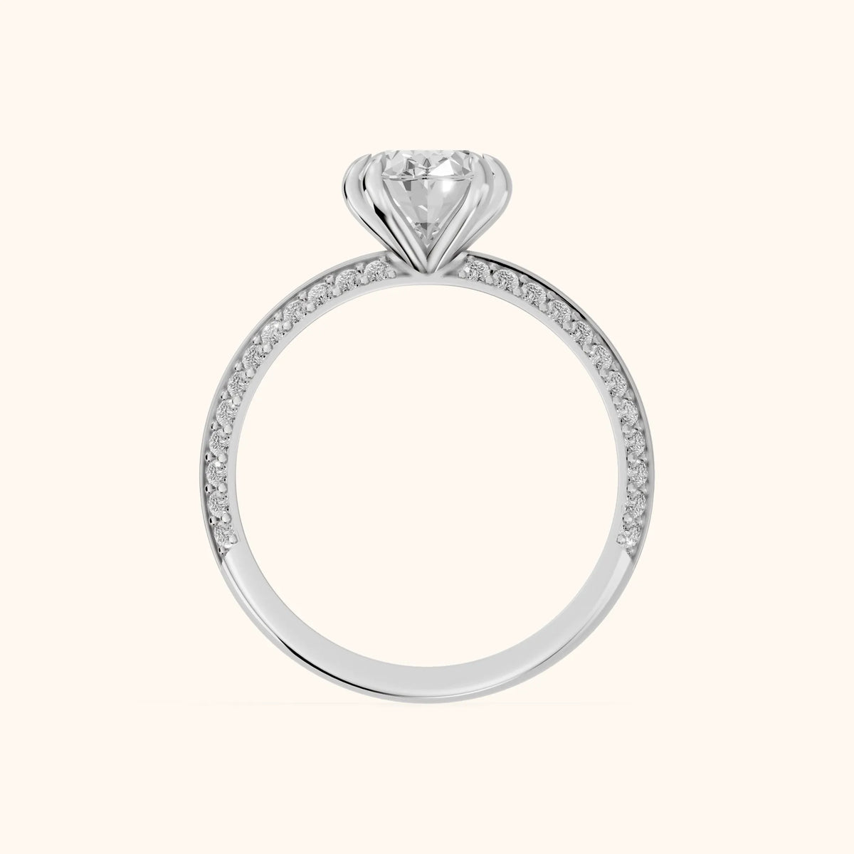 Meredith Knife Edge Pavé Oval Diamond Engagement Ring in White Gold - FingerView.webp