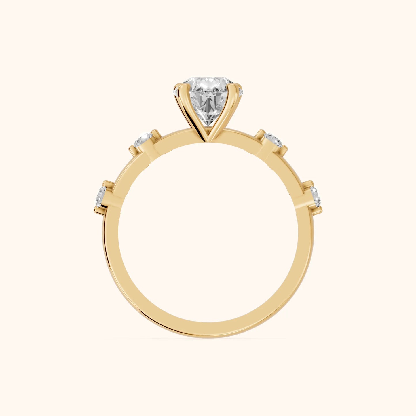 Elena Radiance Solitaire Pear Diamond Engagement Ring in Yellow Gold - FingerView