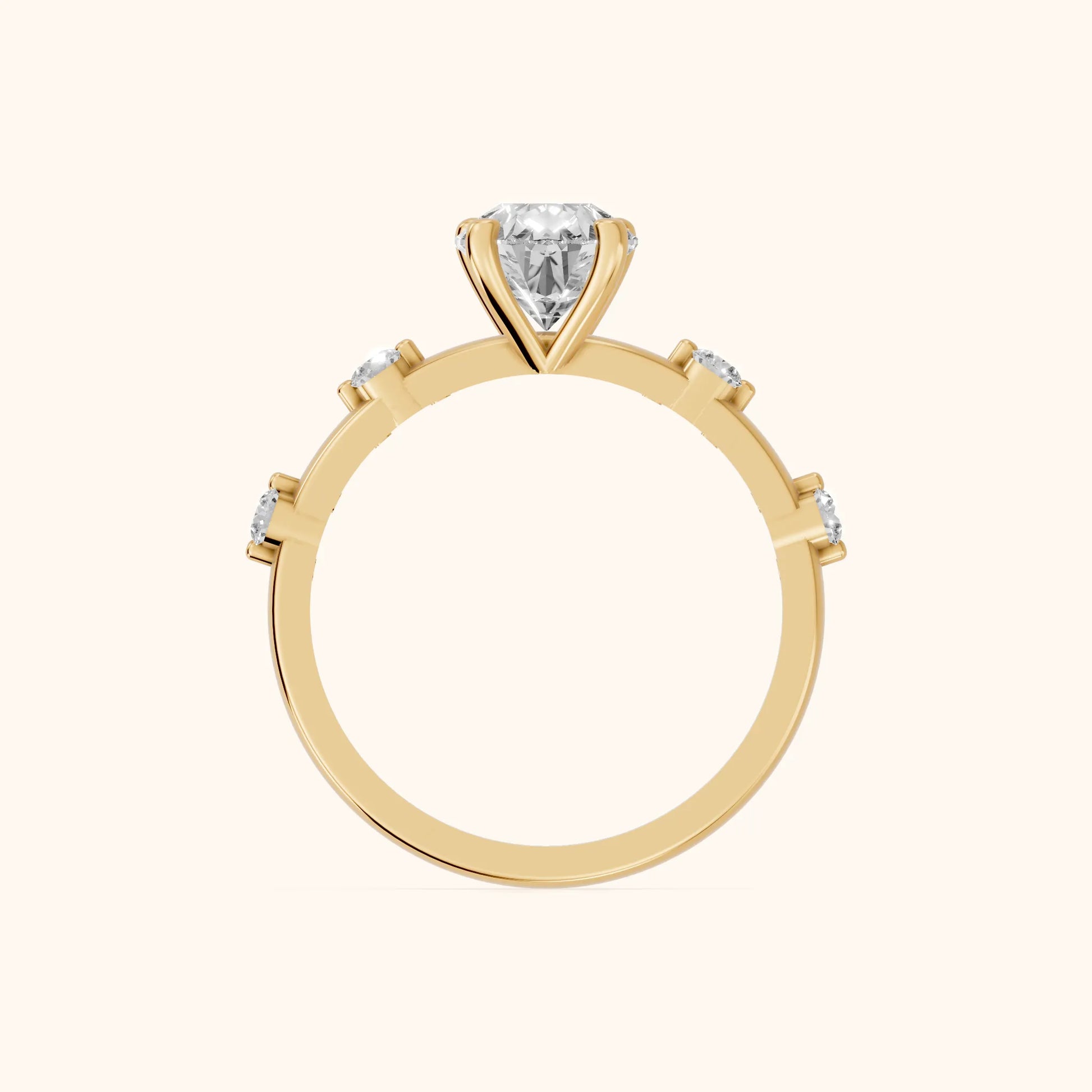 Elena Radiance Solitaire Pear Diamond Engagement Ring in Yellow Gold - FingerView