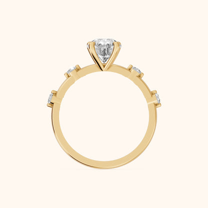 Elena Radiance Solitaire Pear Diamond Engagement Ring in Yellow Gold - FingerView