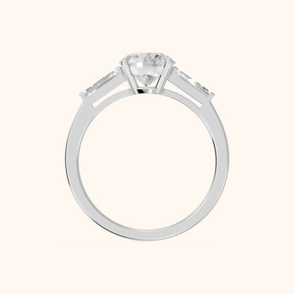 Winnie Three-Stone Round Diamond Engagement Ring in Platinum - FingerView.webp