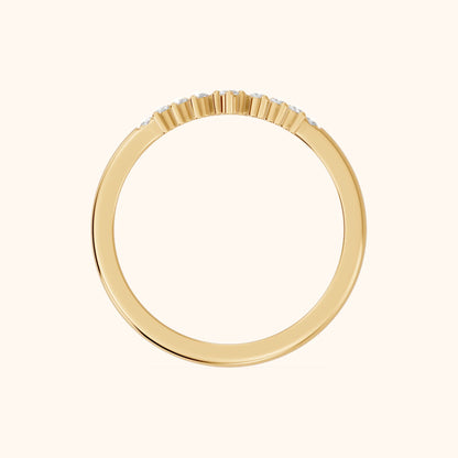 Sabina Curved Round Diamond Anniversary Ring in Yellow Gold - FingerView