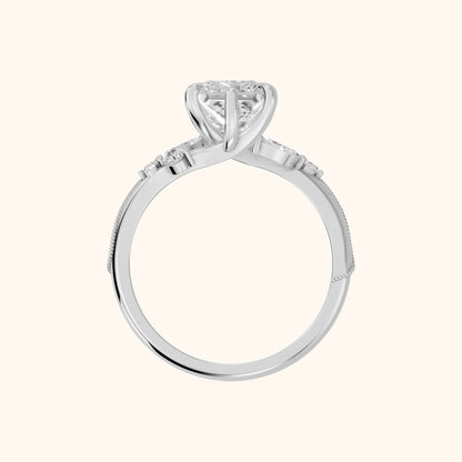 Joanna Milgrain Twist Princess Diamond Engagement Ring in White Gold - FingerView.webp