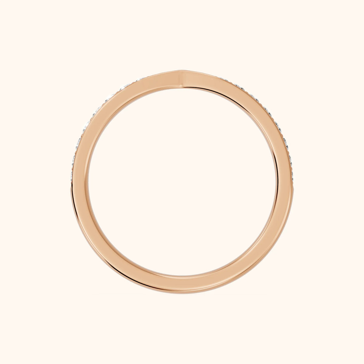 Tosca Tapered Riviera Round Diamond Half Eternity Band in Rose Gold - FingerView