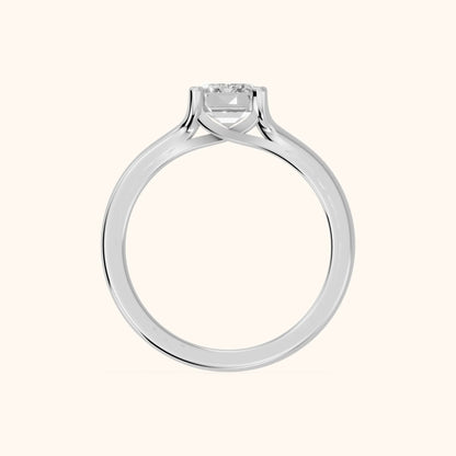 Nell Split Shank Solitaire Emerald Diamond Engagement Ring in White Gold - FingerView.webp