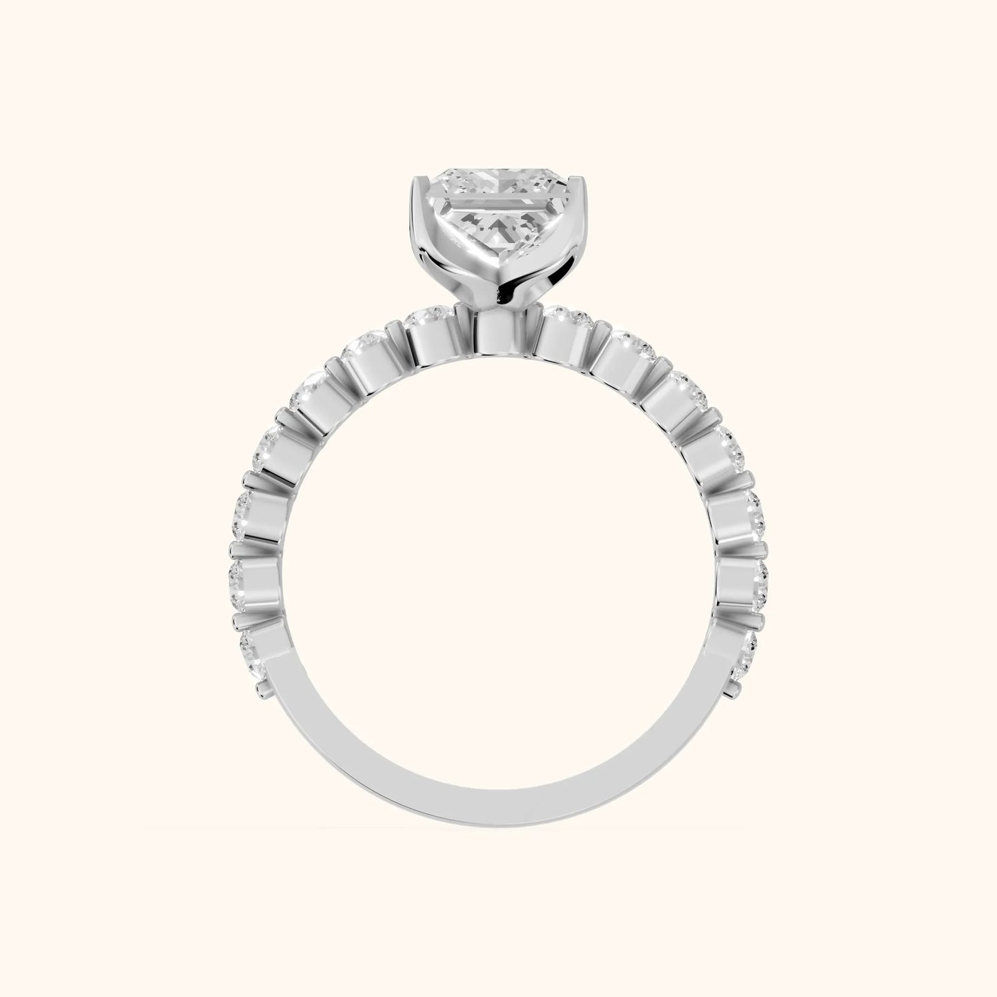 Eleanor Majesty Side Stone Princess Diamond Engagement Ring in Platinum - FingerView