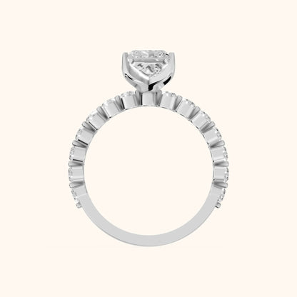 Eleanor Majesty Side Stone Princess Diamond Engagement Ring in Platinum - FingerView