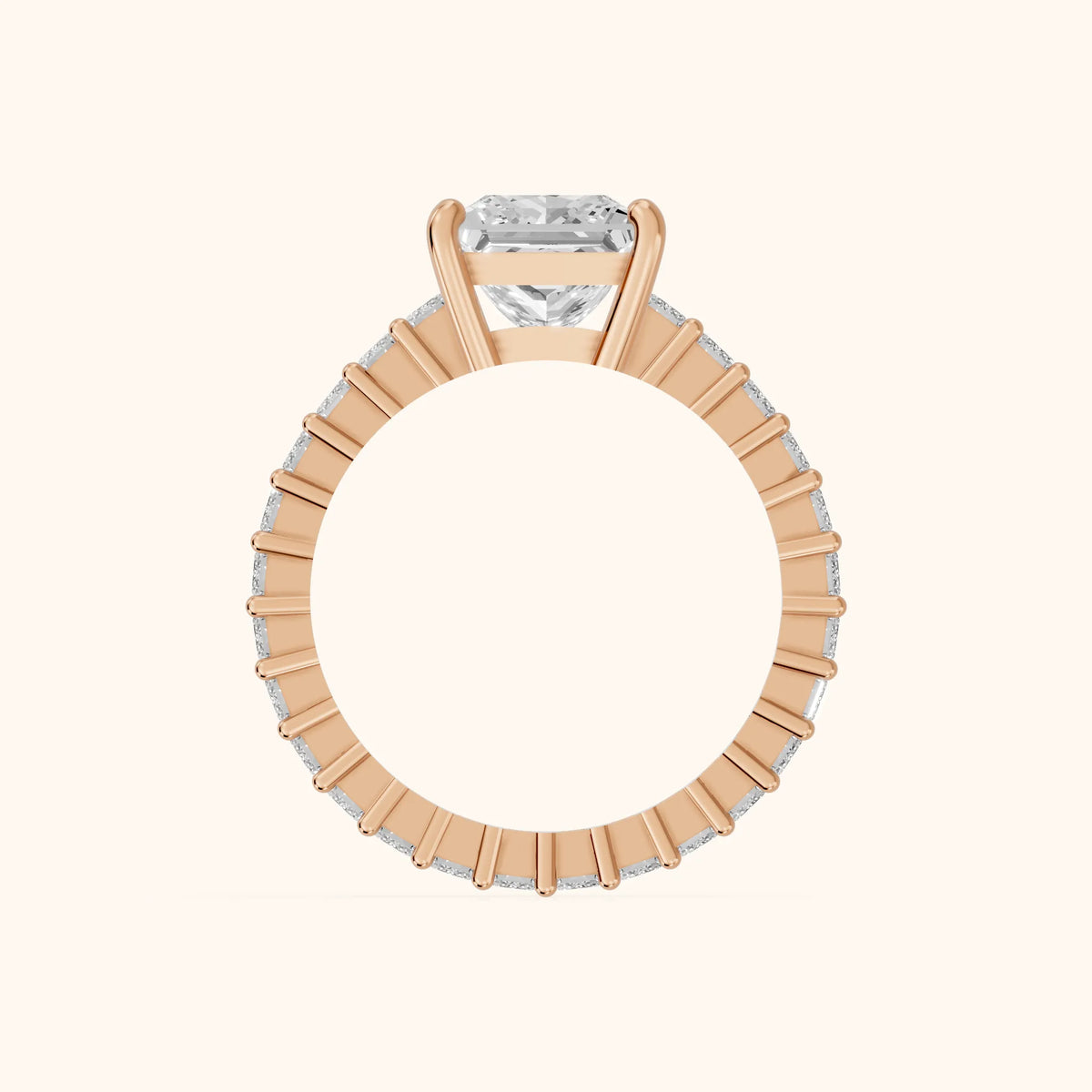 Mallory Shared Prong Princess Diamond Engagement Ring in Rose Gold - FingerView.webp
