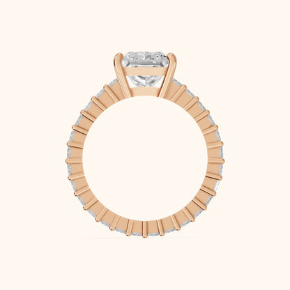 Mallory Shared Prong Princess Diamond Engagement Ring in Rose Gold - FingerView.webp
