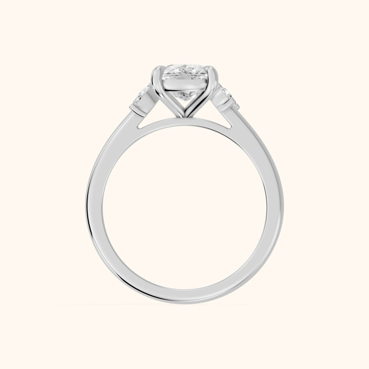 Hattie Leaf Cushion Diamond Engagement Ring in Silver - FingerView.webp