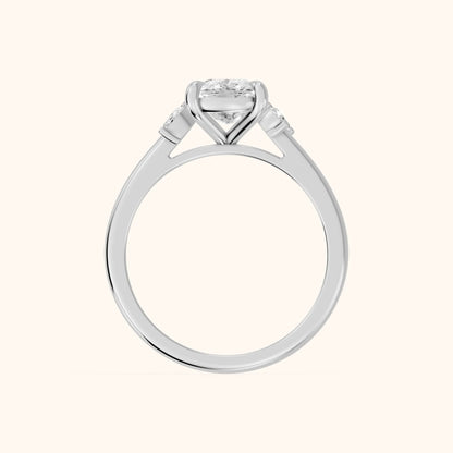 Hattie Leaf Cushion Diamond Engagement Ring in Silver - FingerView.webp