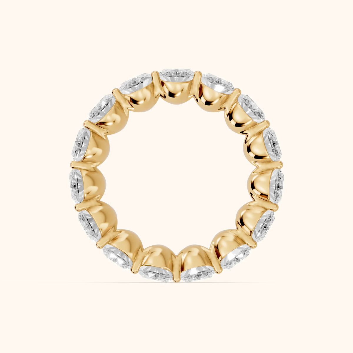 Flavia Shared Prong Oval Diamond Eternity Band in Yellow Gold - FingerView
