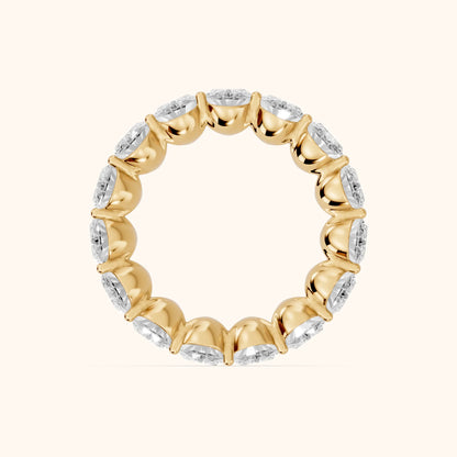 Flavia Shared Prong Oval Diamond Eternity Band in Yellow Gold - FingerView