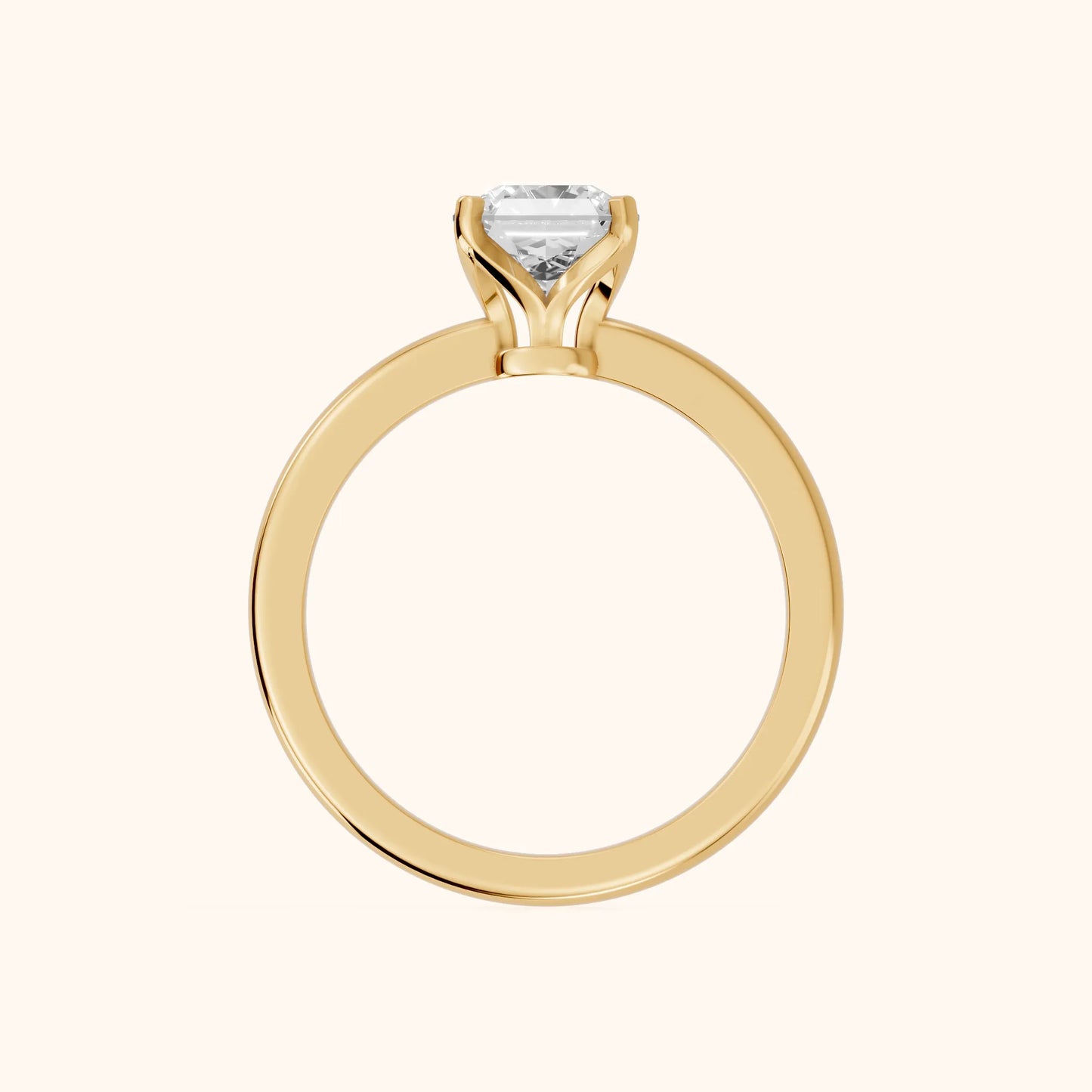 Flora Guardian Solitaire Asscher Diamond Engagement Ring in Yellow Gold - FingerView
