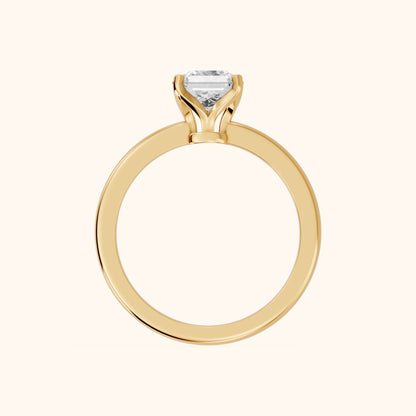 Flora Guardian Solitaire Asscher Diamond Engagement Ring in Yellow Gold - FingerView