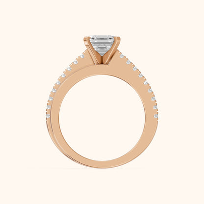 Edith Criss Cross Pavé Asscher Diamond Engagement Ring in Rose Gold - FingerView.webp