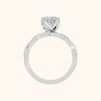 Twisted Side Stone Princess Diamond Engagement Ring in Silver - FingerView