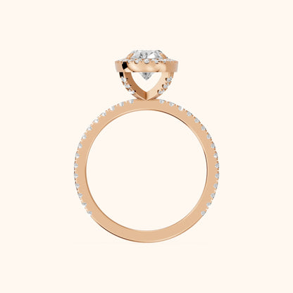 Rosemary Halo Pavé Oval Diamond Engagement Ring in Rose Gold - FingerView.webp