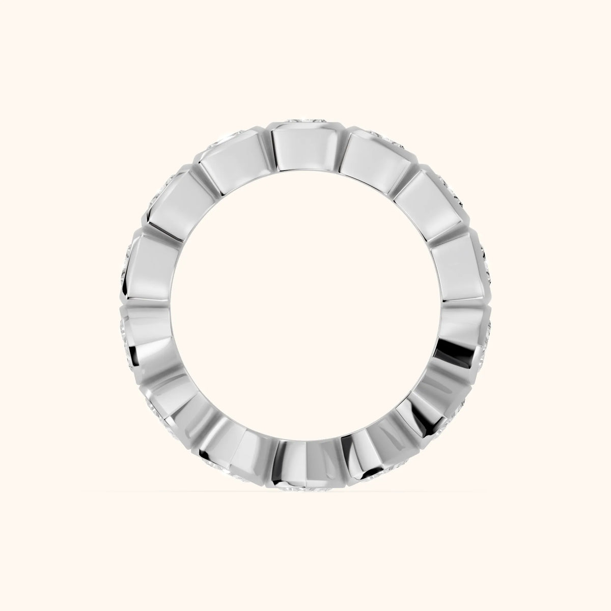 Marisa Bezel Cushion & Heart Diamond Eternity Band in Silver - FingerView