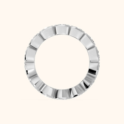 Marisa Bezel Cushion & Heart Diamond Eternity Band in Silver - FingerView